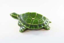 Dark Green Glazed Ceramic Turtle Small 2 1/4