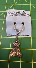 Vintage 1993 Gina Lee Fine Pewter Teddy Bear Keychain Keyring picture
