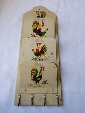 VINTAGE TOLEWARE HAND PAINTED COLORFUL CHICKEN/ROOSTER ORGANIZER picture