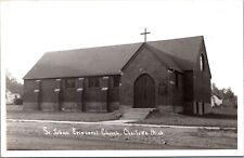 Real Photo Postcard St. Johns Episcopal Church in Charlotte, Michigan~133019 picture