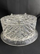 Trelawney Crystal Cut Clear Lucite Cake Keeper Or Salad Bowl Or Plate Vintage picture