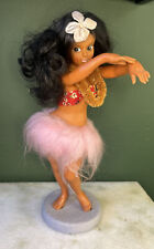 Vtg 1960s 10” Hawaiian Hula Girl Tiki Dolls Aloha Must See Rare Pink Skirt picture