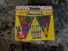 Easter Peeps Banner Design set with 15 flags and 6 crayons picture