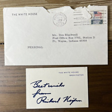 1974 Richard Nixon Facsimile Signed Signature Card w White House Envelope picture