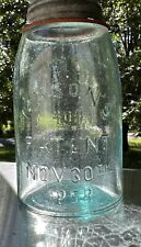 Antique Pre-1900 Fruit Jars Masons 404 Patent Nov.30th 1858 Midget Pint Scarce picture