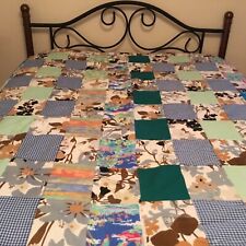 COLORFUL HANDMADE PATCHWORK QUILT 80” X 62” TWIN / XXL THROW/ FULL TOPPER picture