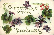 Vintage Postcard Greetings From Danbury Connecticut Flower Petals Design Card picture