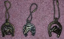 Vintage Lot Of 3 Metal Horseshoe Horse Head Keychain FOB Good Luck Lucky picture