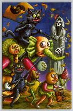 Matthew Kirscht Halloween Lets Go Trick or Treat Skull Shiverbones Postcard MK picture