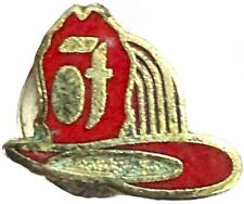 Fireman's Red Helmet First Responder  Small Gold-Toned Enamel Lapel Pin picture
