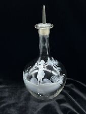 Beautiful Antique Clear Mary Gregory Glass Barber Bottle 7” picture