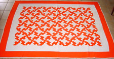 AA+ AMERICAS ANTIQUES ANTIQUE DRUNKARDS PATH QUILT 1940S WOW  ORANGE AND WHITE picture