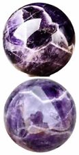 2 X Natural Genuine Chevron Dream Amethyst Crystal Ball Sphere Quartz 27mm Plus picture