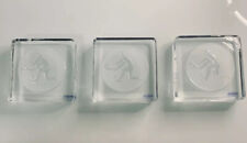3 Nybro Crystal Tennis Player Paperweight Set Glass Sculpture Collectible picture