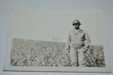 Vintage 1940s US Sergeant Soldier in Cotton Field Photograph Photo WWII Era picture