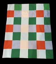 VTG 70’s Retro Handmade Patchwork Quilt lap Blanket throw 57X47” Farmhouse picture