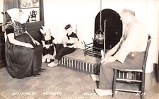 Pella Iowa~Historical Museum Interior~Dutch Family at Hearth~Costumes~1930s RPPC picture