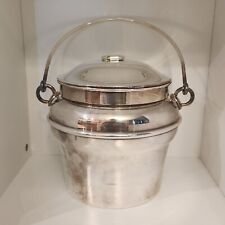 Vtg Fisher Ice Bucket K308 Lidded Silverplated Mid Century Modern Glass Liner picture