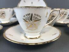 White Shrine Masonic Tea Cup Saucer Service Royal Stafford Set 6 Freemasons RARE picture