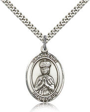Saint Henry Ii Medal For Men - .925 Sterling Silver Necklace On 24 Chain - 3... picture