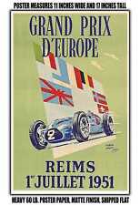11x17 POSTER - 1951 Grand Prix Europe Reims 1er jullet 1951 picture