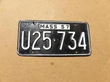 1957 Massachusetts License Plate Vintage Tag # U25734 Heavy Steel Tag picture