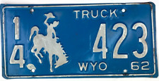 Wyoming 1962 License Plate Vintage Truck Niobrara Co Cave Wall Decor Collector picture