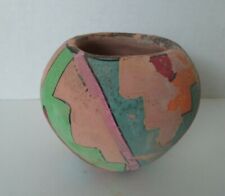 VINTAGE, INDIAN, small colorful HAND PAINTED CLAY Bowl picture