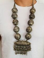 Massive Antique Yemenite Silver Hand Made Women's Jewelry Necklace Judaica picture