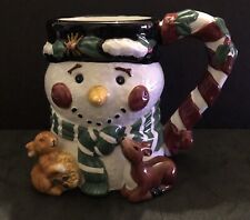 Very Adorable Snowman & Animals Holiday Christmas Porcelain 5” Cup Display picture