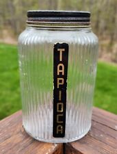Vintage 1930s Hoosier Glass PANTRY-AID Jar OWENS ILLINOIS Original Label TAPIOCA picture