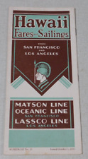 1933 Matson Oceanic Lassco Lines cruise ship travel brochure Hawaii Fares Sail. picture
