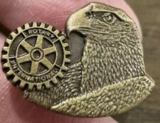 Vintage Rotary International Bronze Eagle Head 7/8” Pressure Back Lapel Pin Rare picture