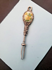 Vintage Antique Roach Clip - Enamel Yellow and Green Flowers picture