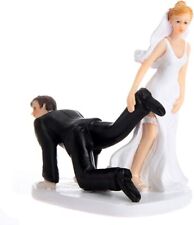 Bride Drag Groom Funny Resin Figurine Cake Topper Medium Free Stand Carved Decor picture