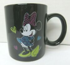 Disney Coffee Mug Cup Black ~ Minnie Mouse Front & Back View with Hearts picture