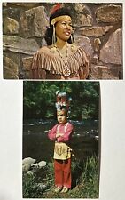Cherokee Indian Reserve North Carolina NC Little Carl Toni Feather 2 Postcards picture