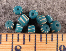 10 Huron Indian Aqua Blue Glass False Chevron Trade Beads Fur Trade 1800s picture