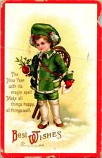 vintage postcard-New Year- Artist Ellen Clapsaddle Child Dressed in Green picture
