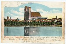 Gruss Aus Prenzlau Germany 1904 Town Gate Mitteltor and St Mary Church picture