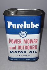 PURE OIL COMPANY PURELUBE POWER MOWER AND OUTBOARD MOTOR OIL QUART CAN picture