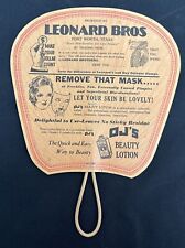 Vintage 1940s Leonard Brothers Advertising Paper Fan Fort Worth Texas Drugstore picture