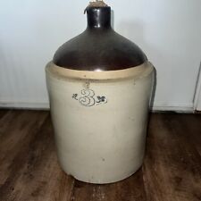 Vintage Antique Primitive Stoneware Whiskey Crock Jug Two Tone 3 Gallon picture