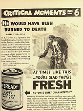 1935 EVEREADY LONG LIFE BATTERY KEEP THEM FRESH AD 6 1/2