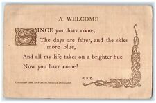 1911 A Welcome Since You Have Come Poem Oskaloosa Iowa IA Antique Postcard picture