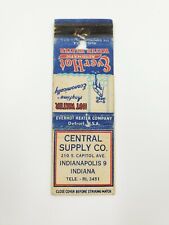 Central Supply Co. Ever Hot Water Heaters Indianapolis Indiana Matchbook Cover picture