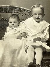 AZA Photograph RPPC Postcard Boy With Baby Sister 1910s Portrait picture