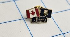 VTG Lapel Pinback Hat Pin Alberta Canada Dual Flag Lapel Pin  Canada Maple Leaf  picture
