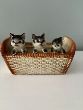 Vintage Ceramic 3 Kittens In A Basket Planter picture