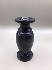 Vintage Black Marble Vase White 5.75”. Heavy picture